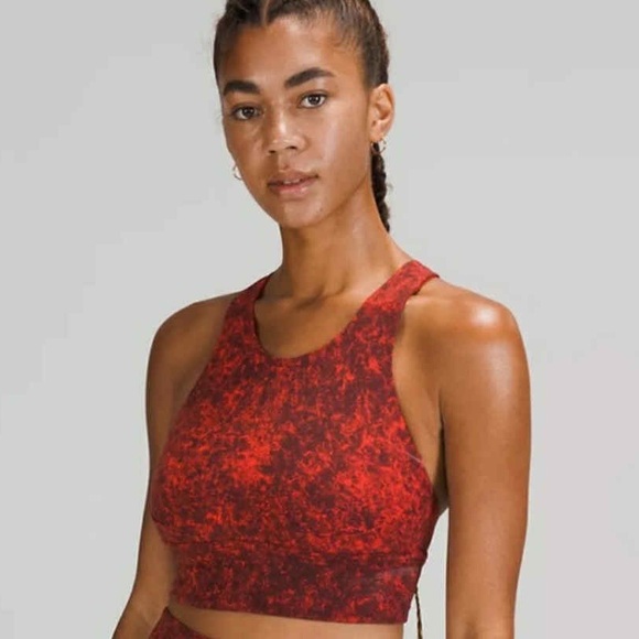 Lululemon Athletica Red Patterned Sports Bra - Picture 1 of 6